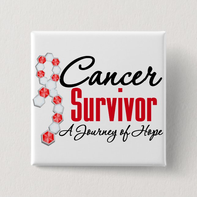 Chapa Cuadrada Cinta de trabajo de sensibilización de sobrevivien (Anverso)