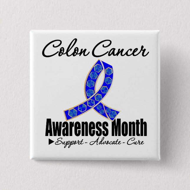 Chapa Cuadrada Cinta de Viaje - Mes de Conciencia sobre el Cáncer (Anverso)