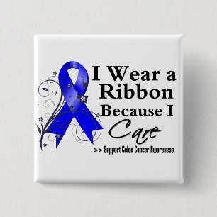 Chapa Cuadrada Cinta del cáncer de colon porque cuido