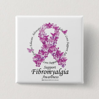 Chapa Cuadrada Cinta del Fibromyalgia de mariposas