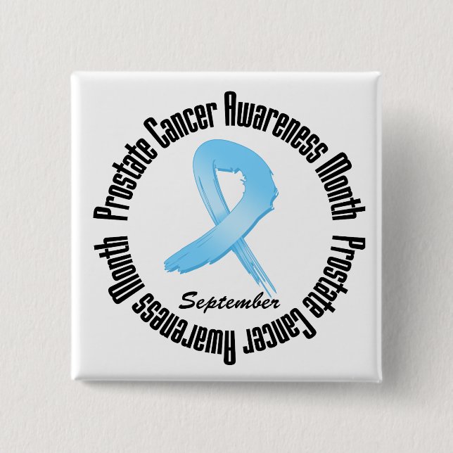 Chapa Cuadrada Cinta del Mes de Conciencia sobre el Cáncer de Pró (Anverso)