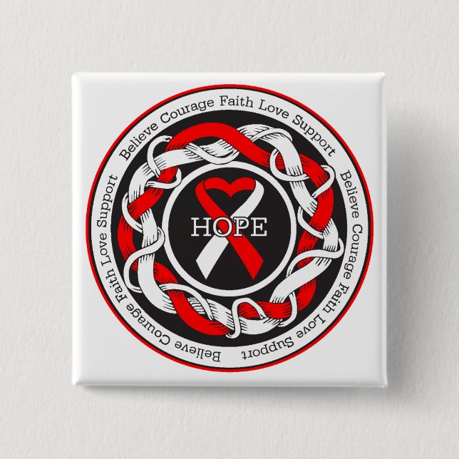 Chapa Cuadrada Cinta entrelazada de esperanza de MDS (Anverso)