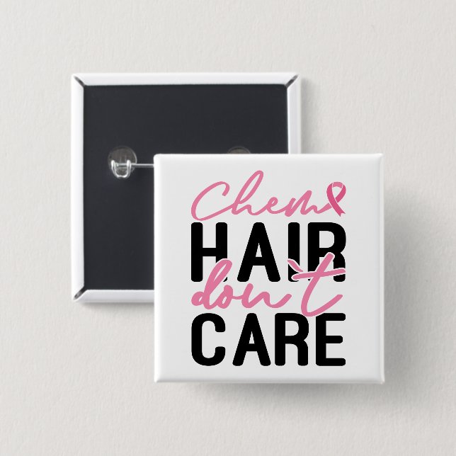 Chapa Cuadrada Cinta rosada Chemo, luchadora de la conciencia sob (Anverso y reverso)