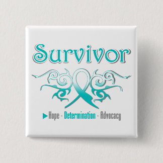 Chapa Cuadrada Cinta tribal de sobreviviente de cáncer cervical