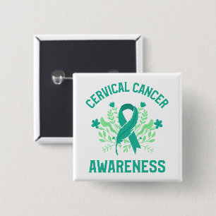 Chapa Cuadrada Cinta Verde azulada floral de sensibilización sobr