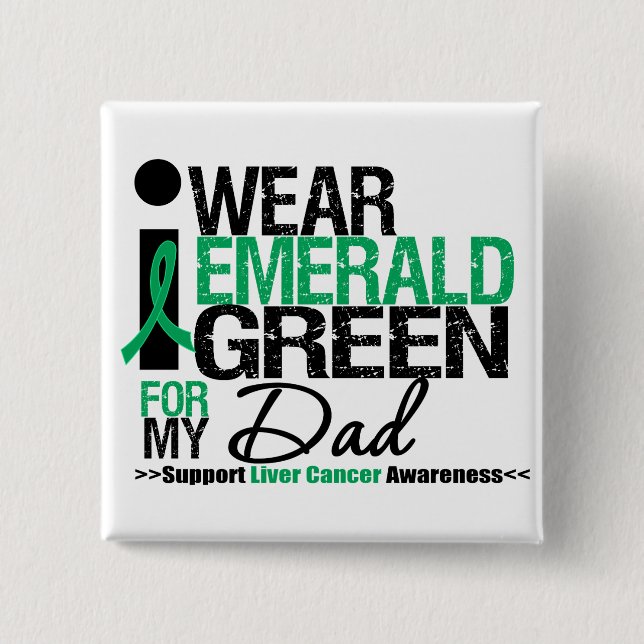 Chapa Cuadrada Cinta verde esmeralda de cáncer de hígado para mi  (Anverso)