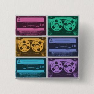 Chapa Cuadrada Cintas de casete retro coloridas