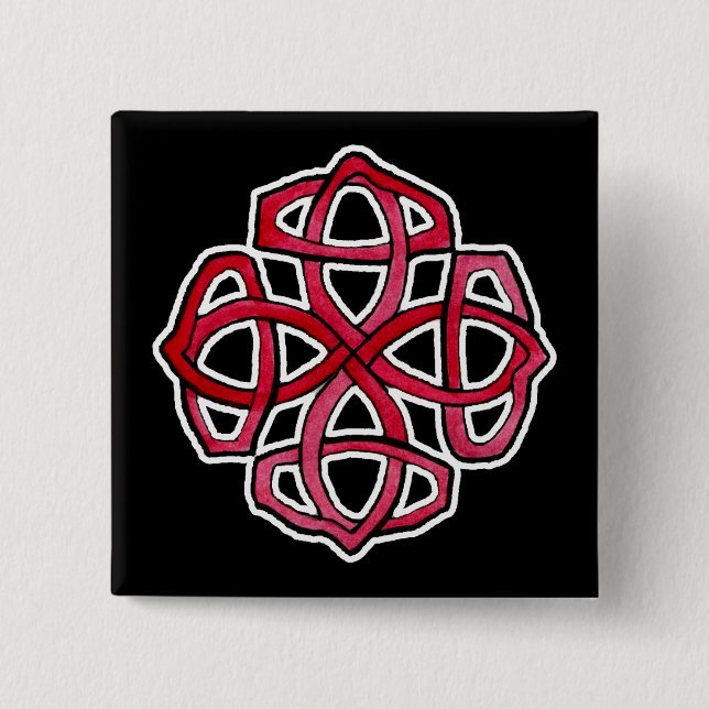 Chapa Cuadrada Círculo rojo de Knotwork del Celtic (Anverso)