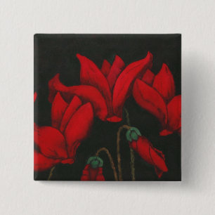 Chapa Cuadrada Círculo rojo vivo en un fondo negro oscuro