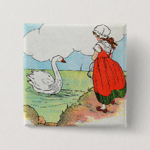 Chapa Cuadrada Cisne, cisne sobre el mar Madre de oca rima de gua