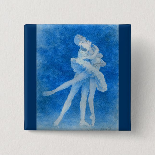 Chapa Cuadrada Cisne Lake Pas de Deux Button (Anverso)
