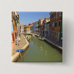 Chapa Cuadrada Cisnes en canal, isla de Burano, Venecia, Italia