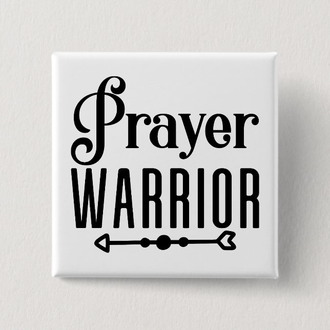 Chapa Cuadrada Cita cristiana Inspiradora de PRAYER WARRIOR (Anverso)