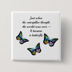Chapa Cuadrada Cita de estímulo Inspirador de mariposa