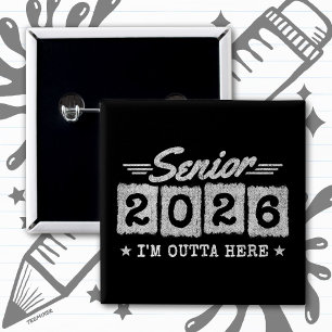 Chapa Cuadrada Cita de graduación vintage Senior 2026 Tipo retro