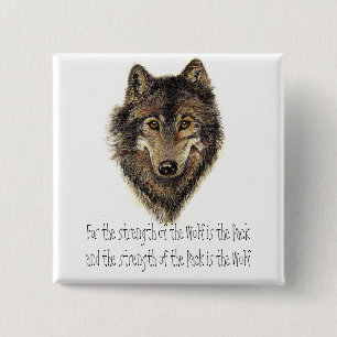 Chapa Cuadrada Cita de lobo y paquete - Colección de animales
