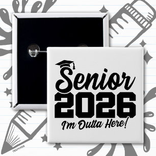 Chapa Cuadrada Cita divertida de graduación Senior 2026 'Me voy d