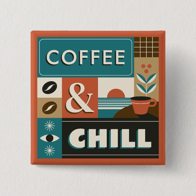 Chapa Cuadrada Citas de café coloridas (Anverso)