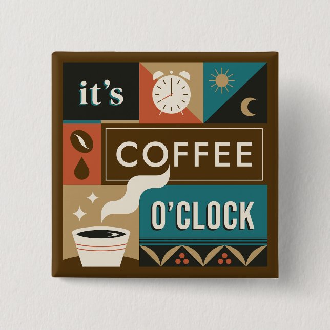 Chapa Cuadrada Citas de café coloridas (Anverso)