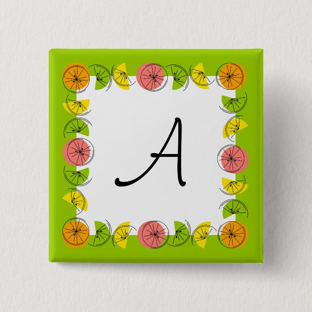 Chapa Cuadrada Citrus Square Green Monograma cuadrado (Anverso)