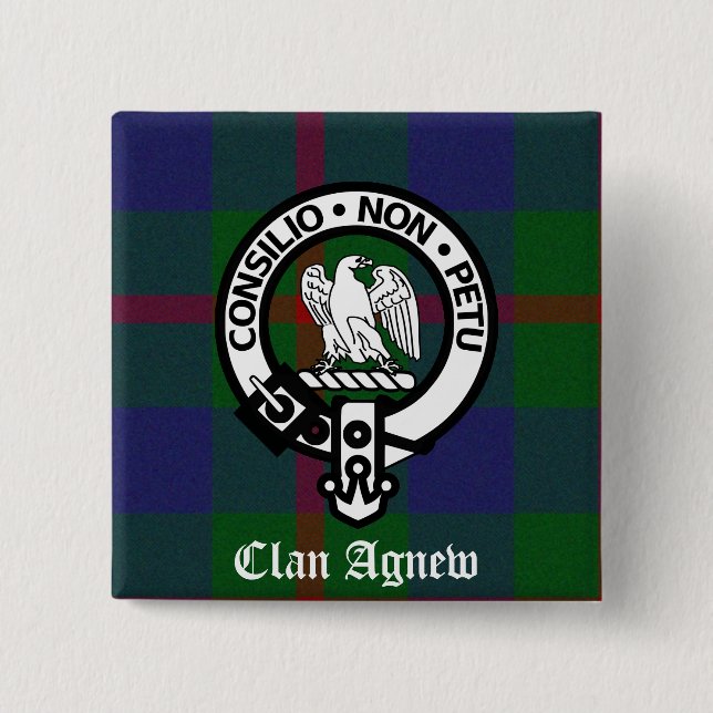 Chapa Cuadrada Clan Agnew Tartan Escudo (Anverso)