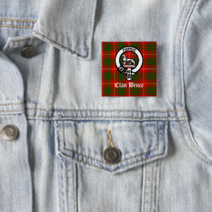 Chapa Cuadrada Clan Bruce Escudo Tartan Personalizado