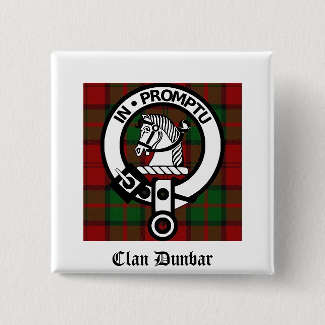 Chapa Cuadrada Clan Dunbar Tartan & Escudo Badge (Anverso)