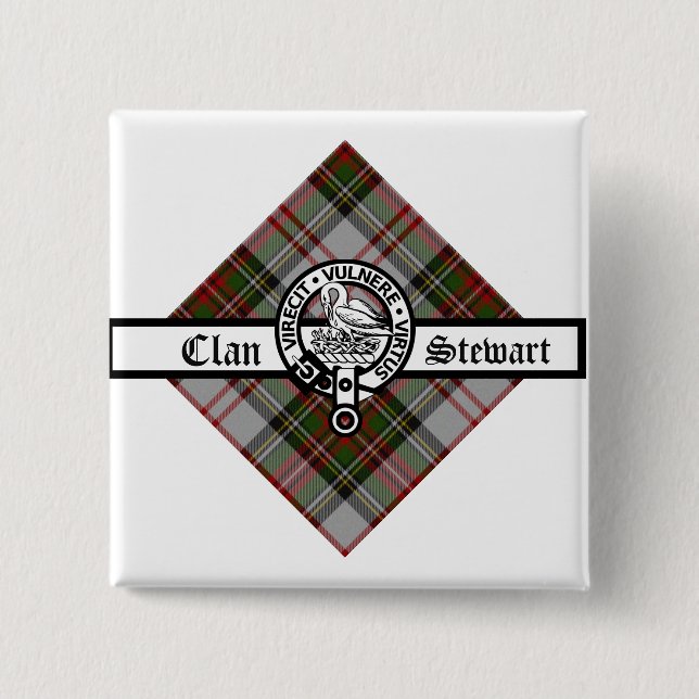 Chapa Cuadrada Clan Stewart Fancy Escudo Badge (Anverso)