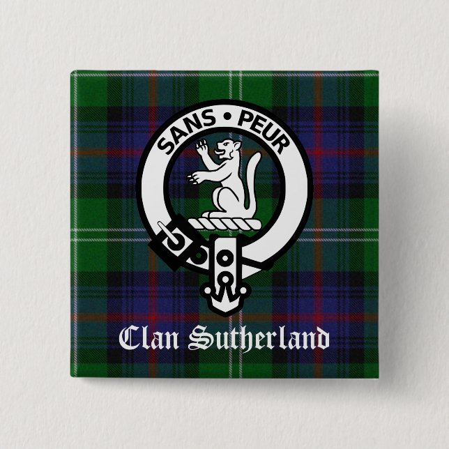 Chapa Cuadrada Clan Sutherland Crest & Tartan (Anverso)