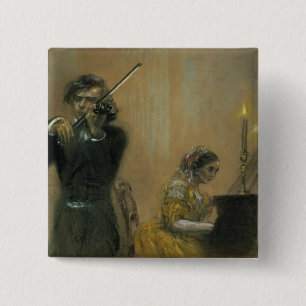 Chapa Cuadrada Clara Schumann (1819-96) y un violinista, 1854 (PA