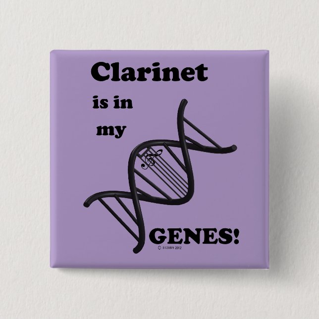 Chapa Cuadrada Clarinet en mis genes (Anverso)