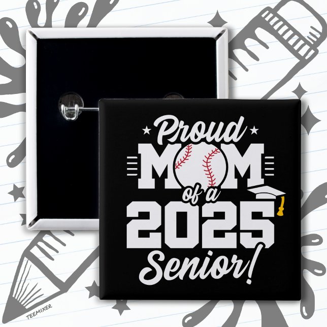 Chapa Cuadrada Clase de 2025 Senior Béisbol Mom Senior 2025 (Subido por el creador)