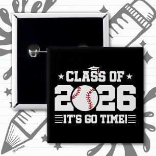 Chapa Cuadrada Clase de 2026 Béisbol Graduación ¡Es Hora de Empez