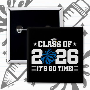 Chapa Cuadrada Clase de 2026 Cheer de Graduación ¡Es Hora de Empe
