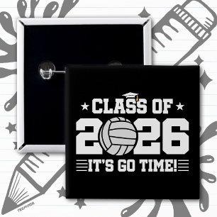 Chapa Cuadrada Clase de 2026 Graduación de Voleibol ¡Es Hora de E