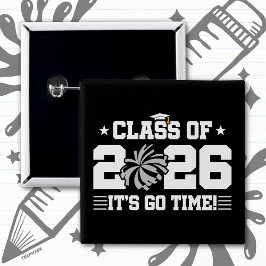 Chapa Cuadrada Clase de 2026 Gray Cheer Graduación ¡Es hora de pa