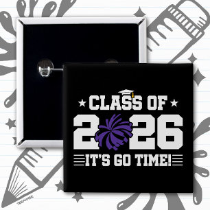 Chapa Cuadrada Clase de 2026 Porristas de Cheer Graduación ¡Es Ho