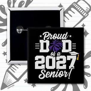 Chapa Cuadrada Clase de 2027 Cheer de Graduación de Senior Orgull