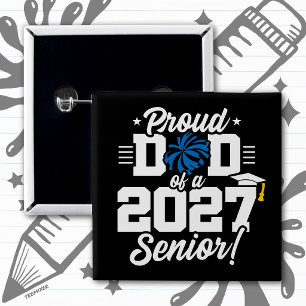 Chapa Cuadrada Clase de 2027 Cheer de Graduación de Senior Orgull