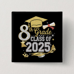 Chapa Cuadrada Clase de 8º Grado Graduada de 2025 Graduación