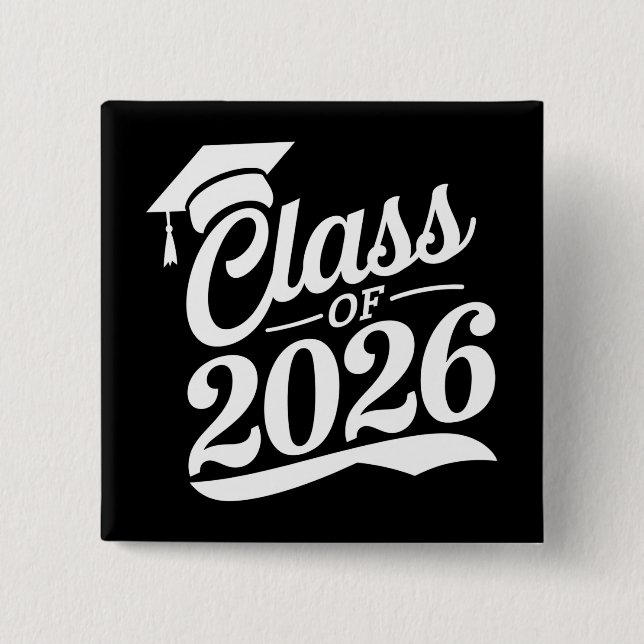 Chapa Cuadrada Clase De Graduación Orgullosa De 2026 (Anverso)