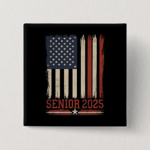 Chapa Cuadrada Clase de graduación Senior 2025 bandera americana 