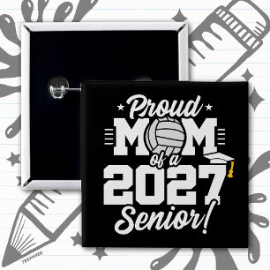 Chapa Cuadrada Clase de Graduados 2027 de Voleibol Madre Orgullos