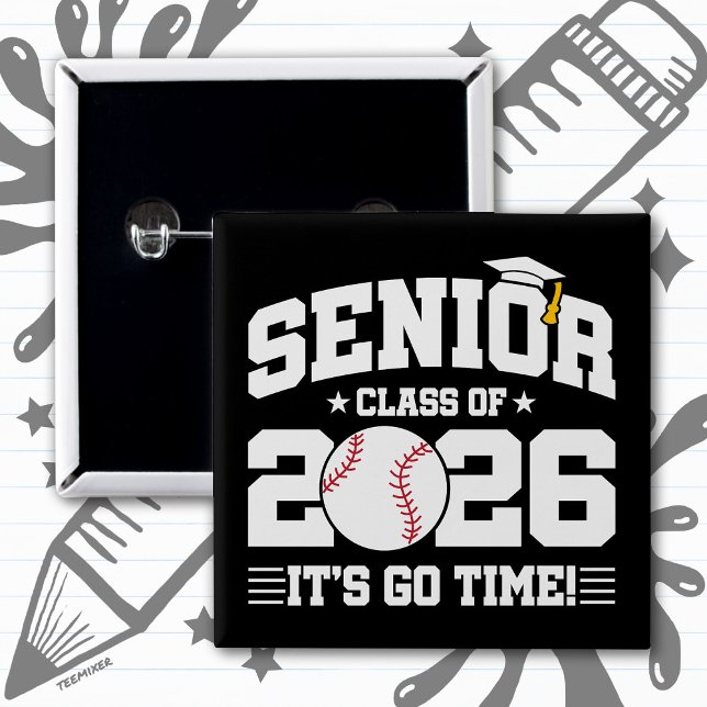 Chapa Cuadrada Clase superior de 2026 ¡Es hora de béisbol graduad (Subido por el creador)