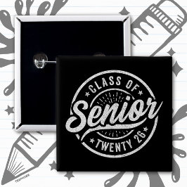 Chapa Cuadrada Clase Superior de 2026 Insignia Vintage Genial Gra