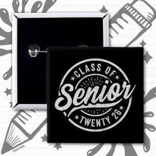Chapa Cuadrada Clase Superior de 2026 Insignia Vintage Genial Gra