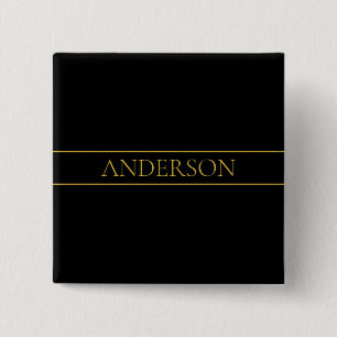 Chapa Cuadrada Clásico Texto y Líneas de Oro Personalizables