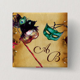 CHAPA CUADRADA CLASSY MARDI GRAS MASQUERADE FIESTA MONOGRAM