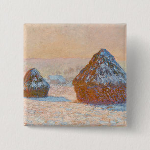 Chapa Cuadrada Claude Monet - Almiares, Efecto de Nieve, Mañana