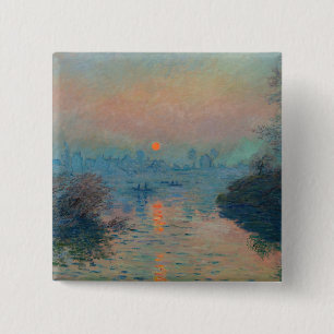 Chapa Cuadrada Claude Monet - Atardecer en el Sena en Lavacourt